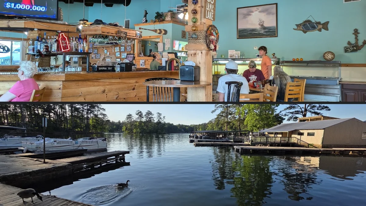 American restaurant interior near the water